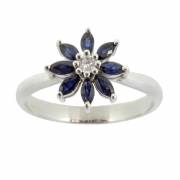 Goldring mit Saphiren und Diamanten