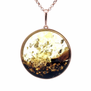 Vergoldeter Silberanhänger mit Bernstein Ø 35 mm