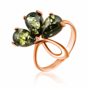 Vergoldeter Silberring mit Bernstein