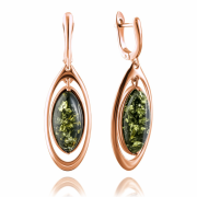 Vergoldete Silberohrhaenger mit Bernstein