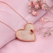 Vergoldetes Silbercolier mit Zirkonia "Herz"