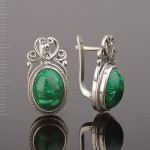 Russisches Silber Ohrringe mit Malachit 