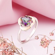 Купить серебряное кольцо с золотом в Германии Фианиты