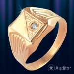 Перстень золотой с фианитами "Уголок"