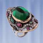  Silberring. Rubin & Smaragd