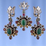 Silberset mit Smaragden & Rubinen