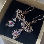 Silberohrhaenger "Roxolana". Zirkonia & Rubin