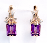 Goldene Ohrringe mit Amethysten und Diamanten
