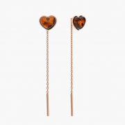 Vergoldete Silberohrringe zum Durchziehen. Bernsteinherz