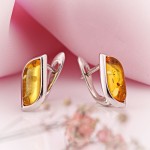 Серьги из серебра 925 пробы Янтарь