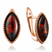 Vergoldete Silberohrringe 925º mit Bernstein