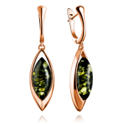 Vergoldete Silberohrhänger mit grünem Bernstein