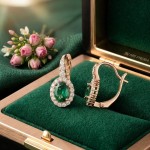 Серьги золотые 585 Корунд изумрудный
