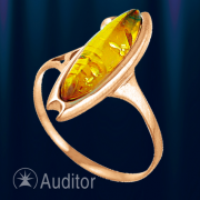 Кольцо из золота 585 с янтарем Лодочка