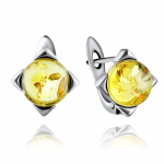 Серьги из серебра 925 пробы Янтарь