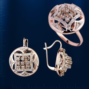 Кольцо & серьги с бриллиантами. Русское золото