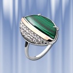 Ring mit Malachit. Silber & Gold 
