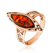 Vergoldeter Silberring mit Bernstein