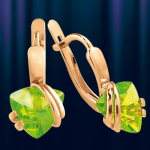 Russische Ohrringe Rotgold mit Chrysolit