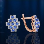 Серьги с сапфирами Swarovski® и фианитами Swarovski®