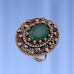  Silberring mit Smaragd, Rubinen