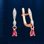 Goldohrringe mit Brillanten & Rubinen