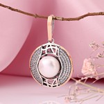 Серебряная подвеска с золотом Фианиты Жемчуг