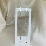 Серебряные серьги-пусеты с подвесками "Перлина"