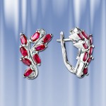 Ohrringe mit Rubin. Silber 925