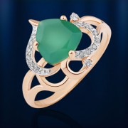 Золотое кольцо с ониксом зеленым