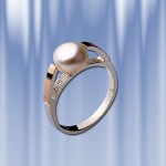 Кольцо с жемчугом "Венера". Золото, серебро