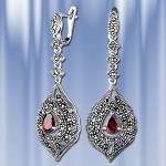 Серьги "Амелия" с гранатом, серебряные