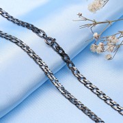 Geschwaerzte Silberkette "Dreifachraute"