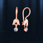 Золотые серьги Колокольчики Циркон