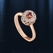 Золотое кольцо с корундом, цирконом