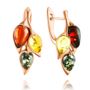 Vergoldete Silberohrringe mit Bernsteinbuendel