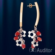 Серьги золотые с кораллом "Фантазия"