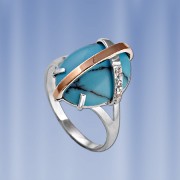 Silberring mit Gold & Tuerkis