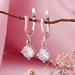 Серьги - подвески из серебра 925 пробы с золотом Фианиты
