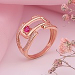Русское золото 585 Красное золото кольцо рубин корунд фианит