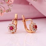 Серьги золотые. Бриллианты & Рубины