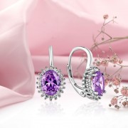 Silberohrringe "Amethyst in Zirkoniaumrandung"