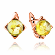 Vergoldete Silberohrringe 925º mit Bernstein