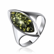 Silberring mit grünem Bernstein