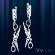 Серьги из серебра Ножницы