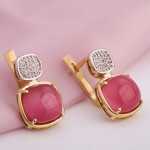 Розовый кварц & Бриллианты. Золотые серьги