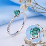 Gianni Lazzaro. Weissgoldring "Fruehlingsblick" mit Diamanten & Smaragd