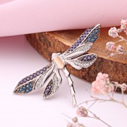 Silberbrosche mit Gold & Zirkonia