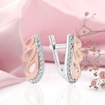 Серьги из серебра 925 пробы с золотом Фианиты