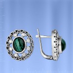 Russisches Silber Ohrringe mit Malachit 